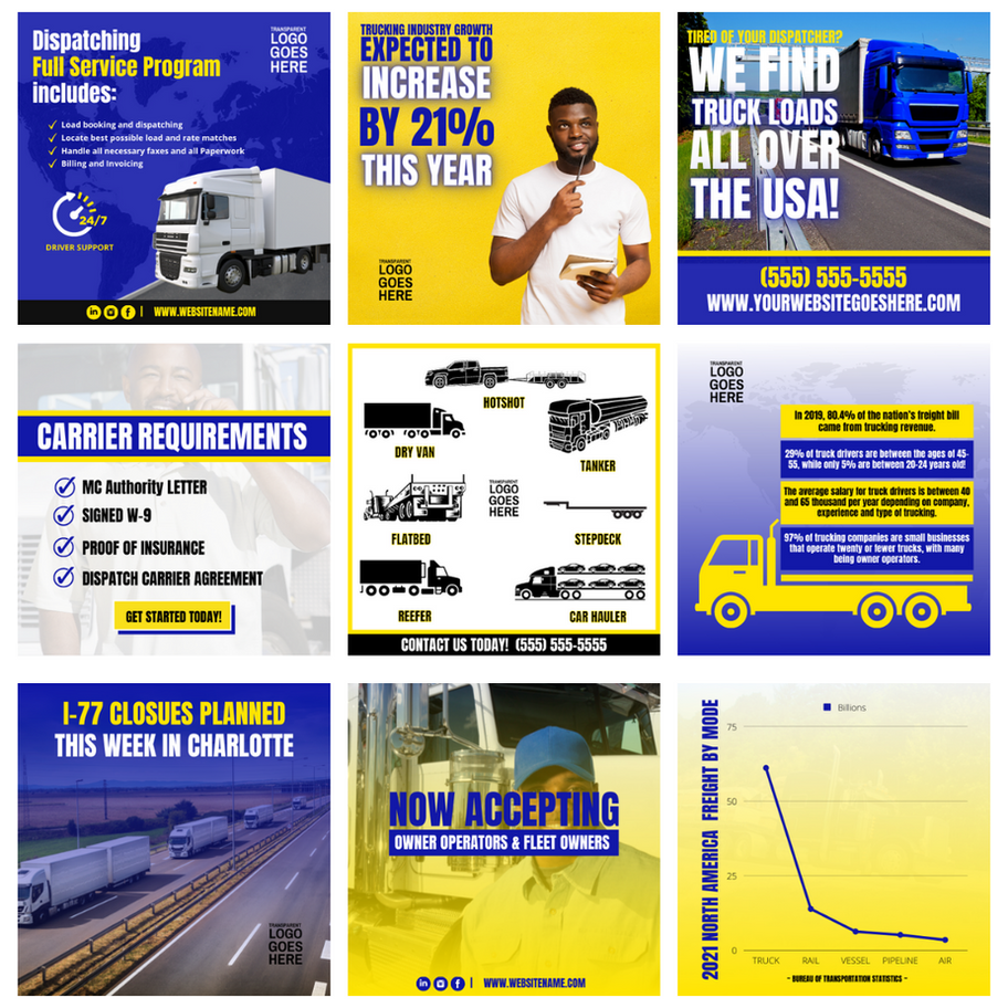 130 DIY Truck Dispatching Social Media Templates