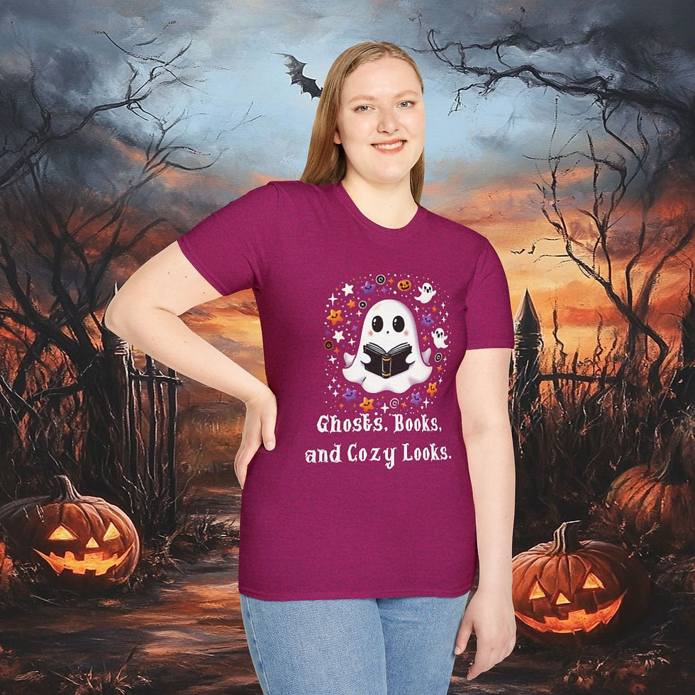 Thumbnail: Cute Ghost Reading Book Unisex T-Shirt | Soft Cotton Tee 