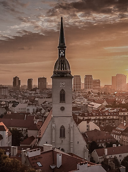 Bratislava skyline representing Menity retained executive search for CEO, Board and C-level mandates across Slovakia and CEE.