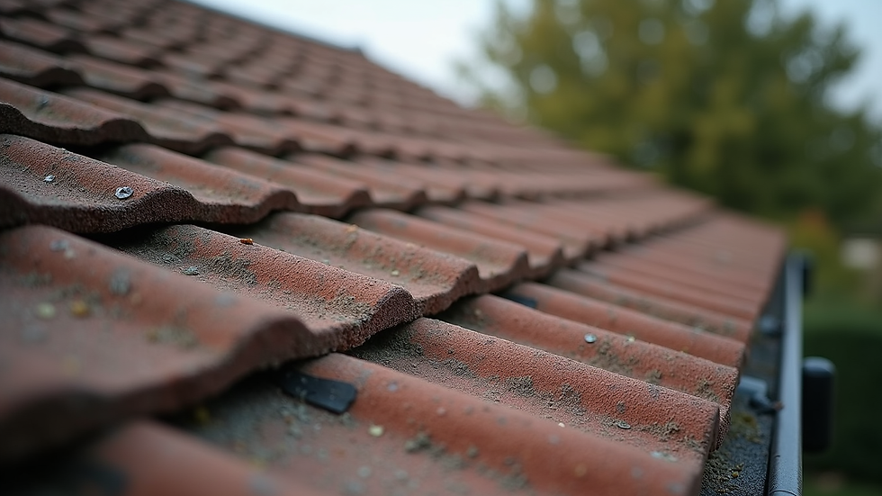 High angle view of a tiled roof on a Hampshire home with modern insulation