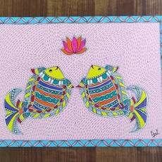 Madhubani Fish Pair (pink)