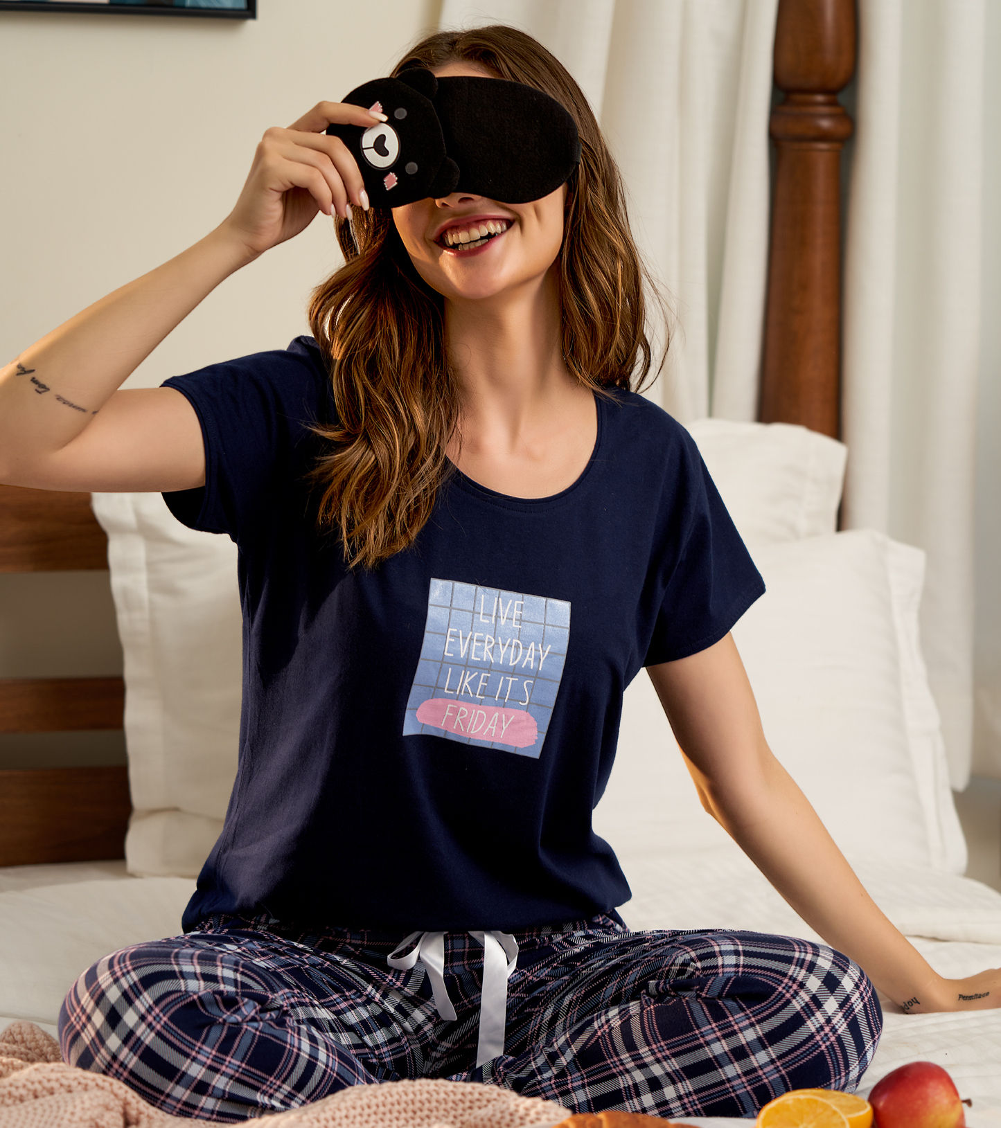 LOTIK Women's Cotton Checks Printed Half Sleeve Top & Payjama Nightsuit Set
