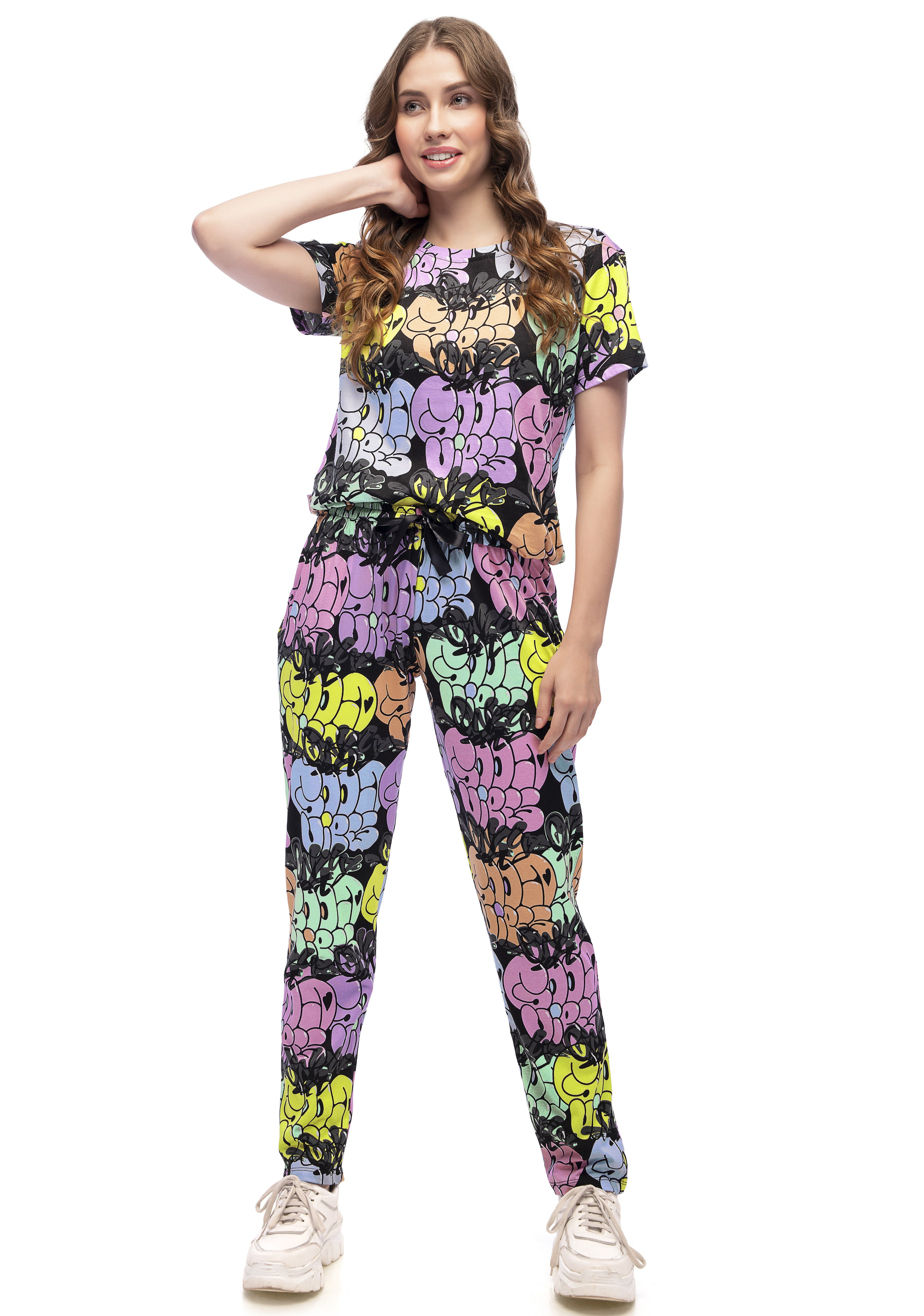 LOTIK Women's Cotton Alphabet Printed Half Sleeve Top & Payjama Nightsuit Set