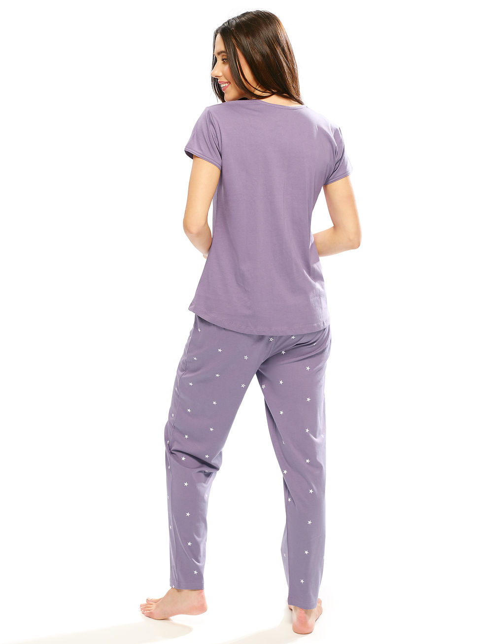 Thumbnail: LOTIK Women's Cotton Star Printed Half Sleeve Top & Payjama Nightsuit Set