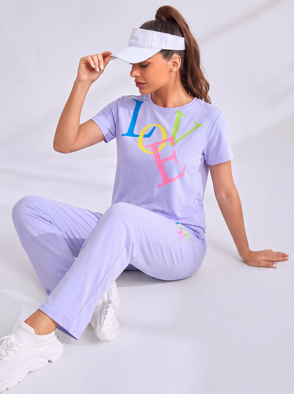 Thumbnail: Lotik Women’s Cotton Lycra Graphic Printed T-Shirt & Wide leg Co-ord Set