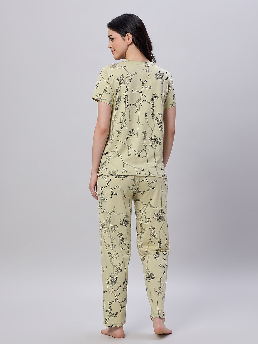 Thumbnail: LOTIK Women's Cotton Floral Printed Half Sleeve Top & Payjama Nightsuit Set