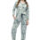 Thumbnail: LOTIK Women's Cotton Geomatric Printed Full Sleeve Front Open Nightsuit Set
