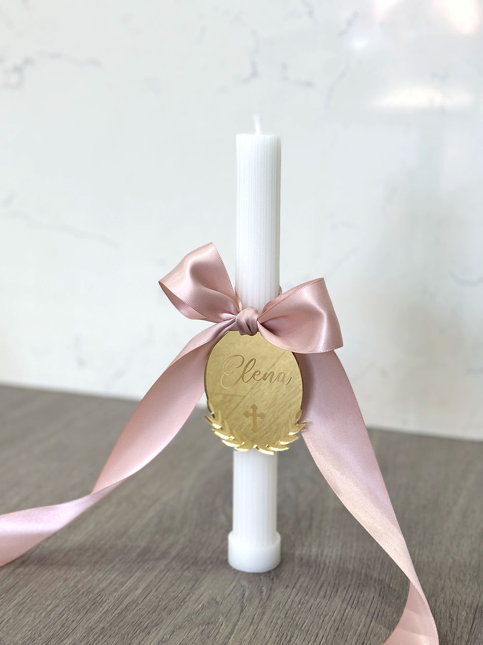 Thumbnail: Pillar Palm Sunday Candle with Acrylic Mirror Tag
