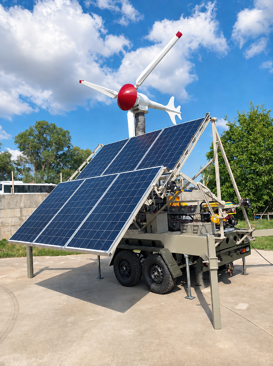 Mobile wind and solar energy system for agricultural applications