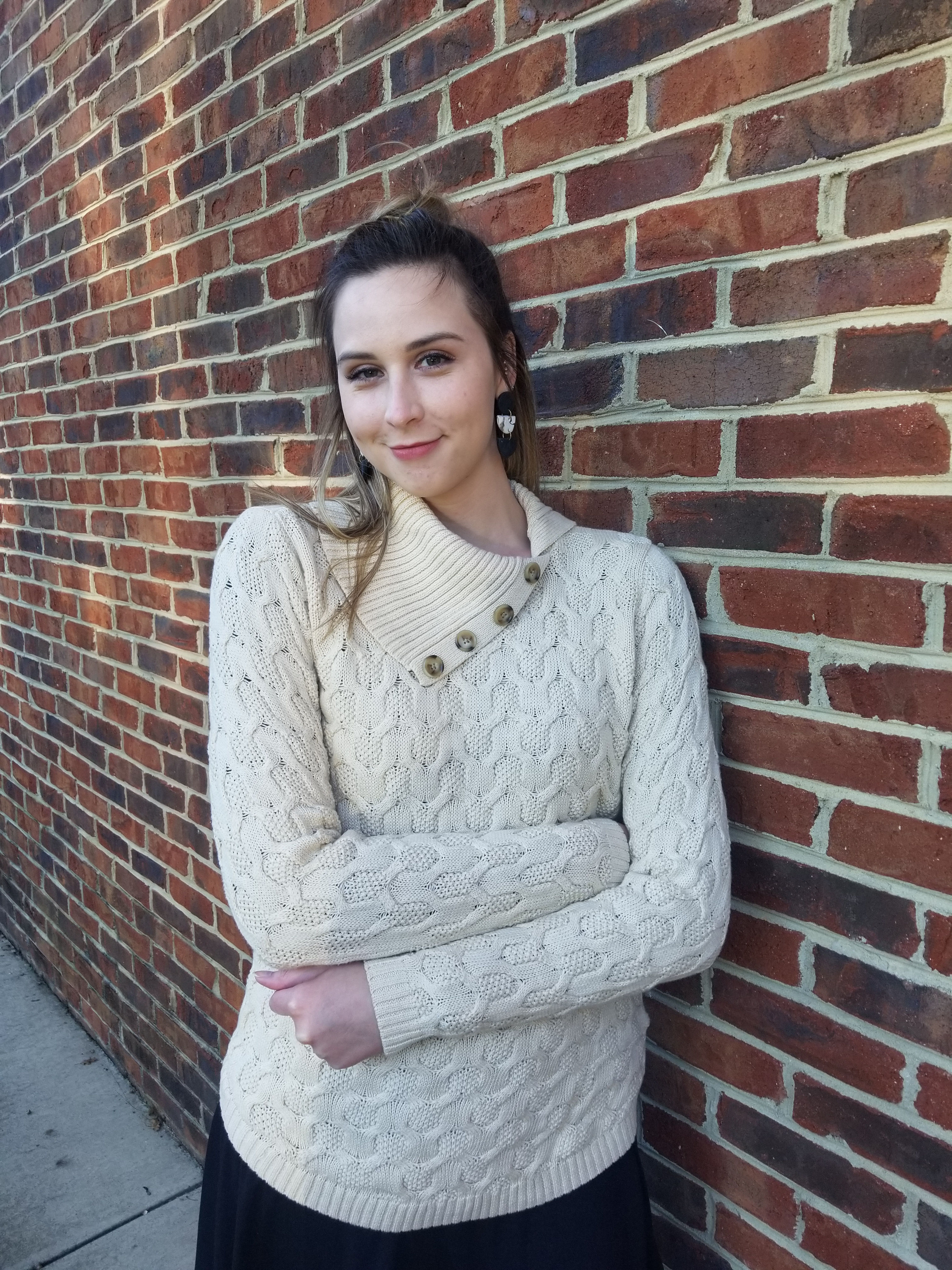 The Fashion Gallery - Ivory Cowl Cable Knit Sweater