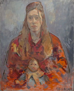 portrait peint à l'huile  de ma femme Chloé Chycki et de ma fille Sasha 