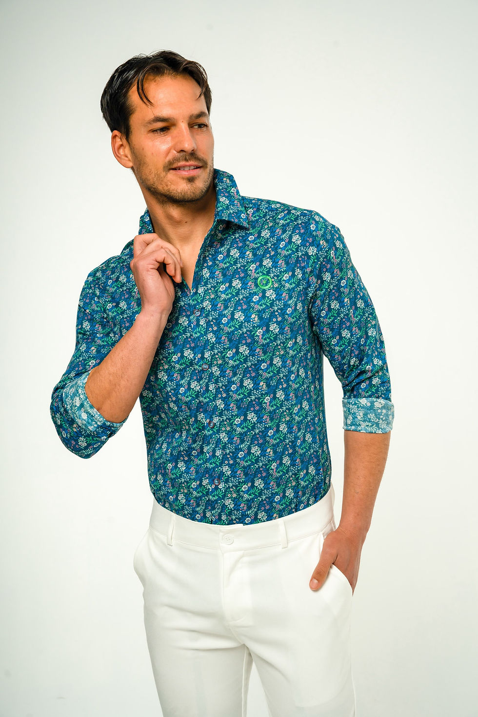 Miniatura: Camisa Estampada Azul y Verde Lake