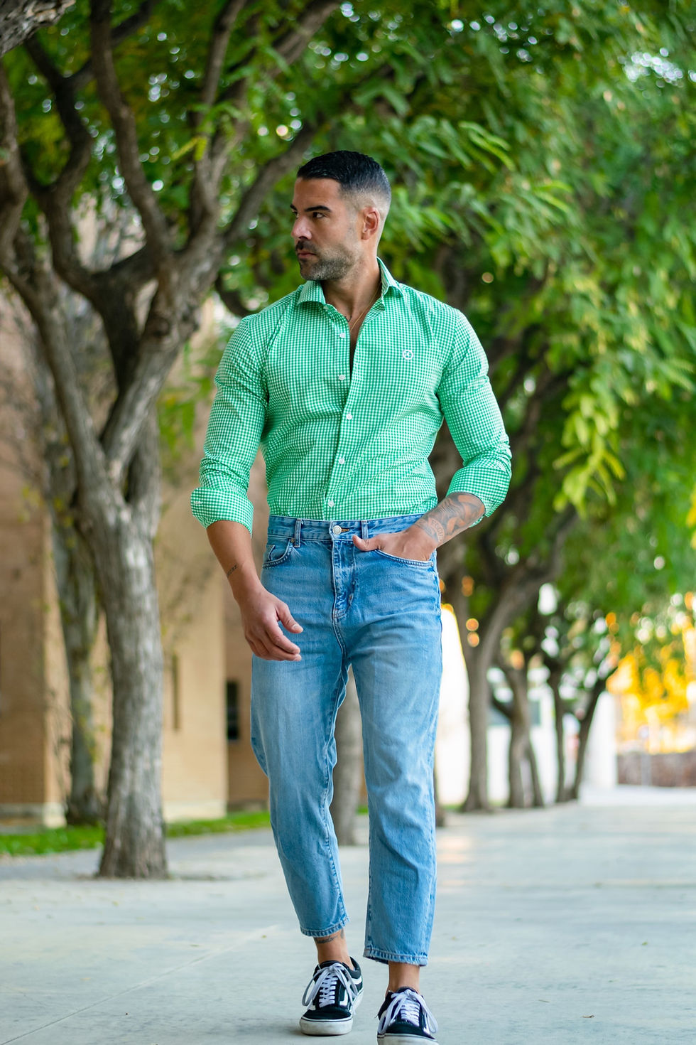 Miniatura: Camisa Cuadros Verdes y Blancos Langley