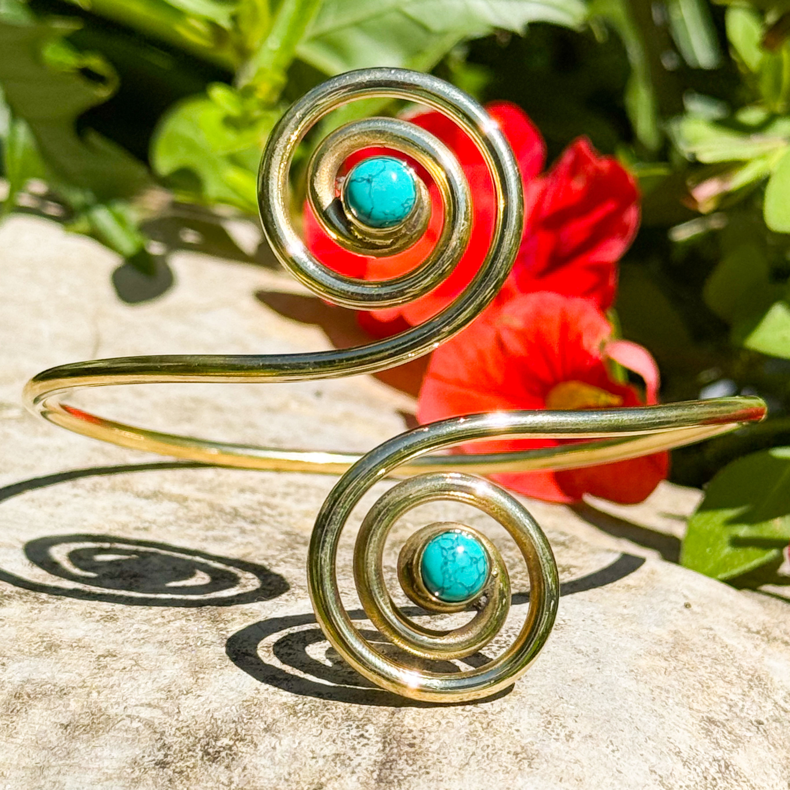 Turquoise Howlite Brass Kundalee Arm Cuff