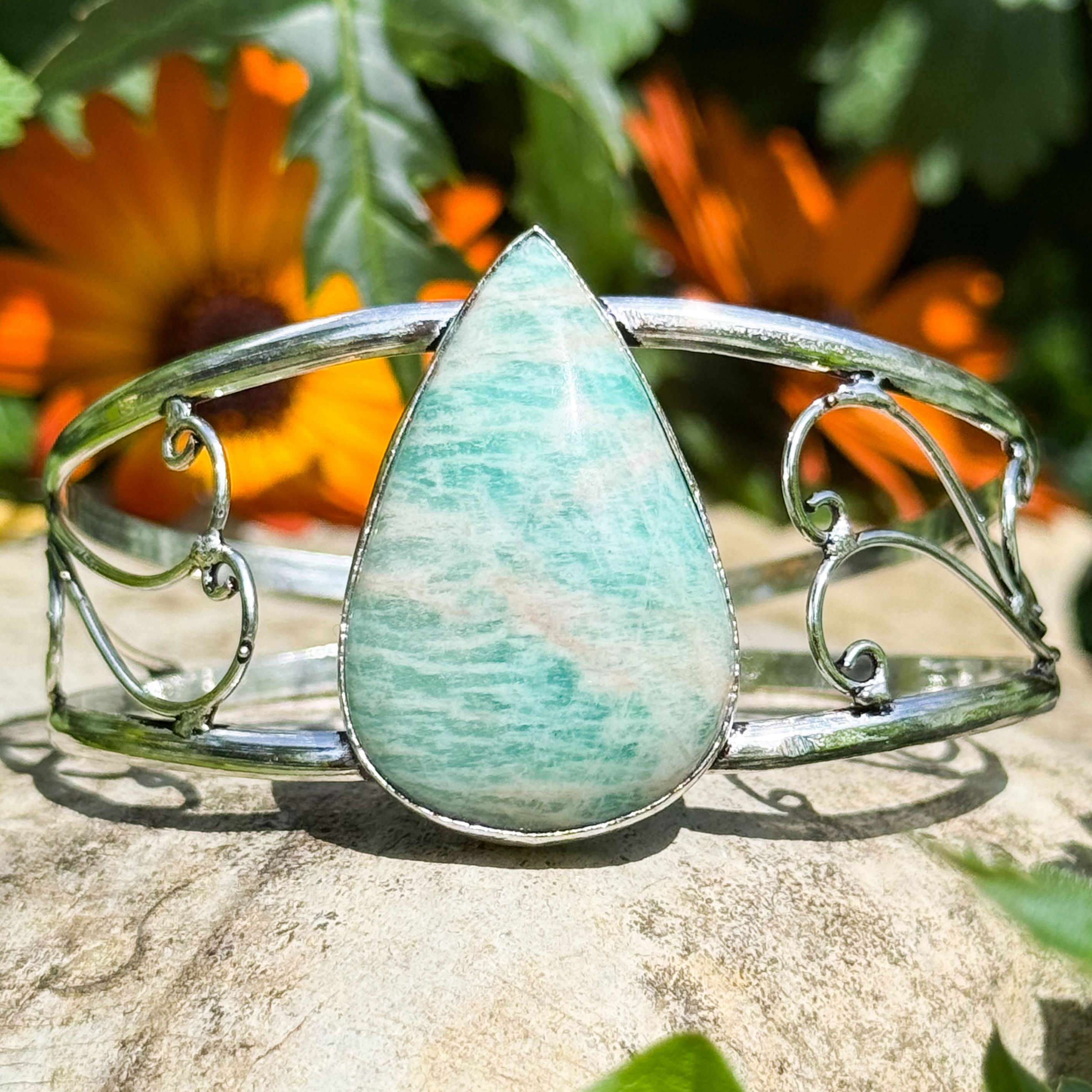 Large Amazonite Stone Cuff