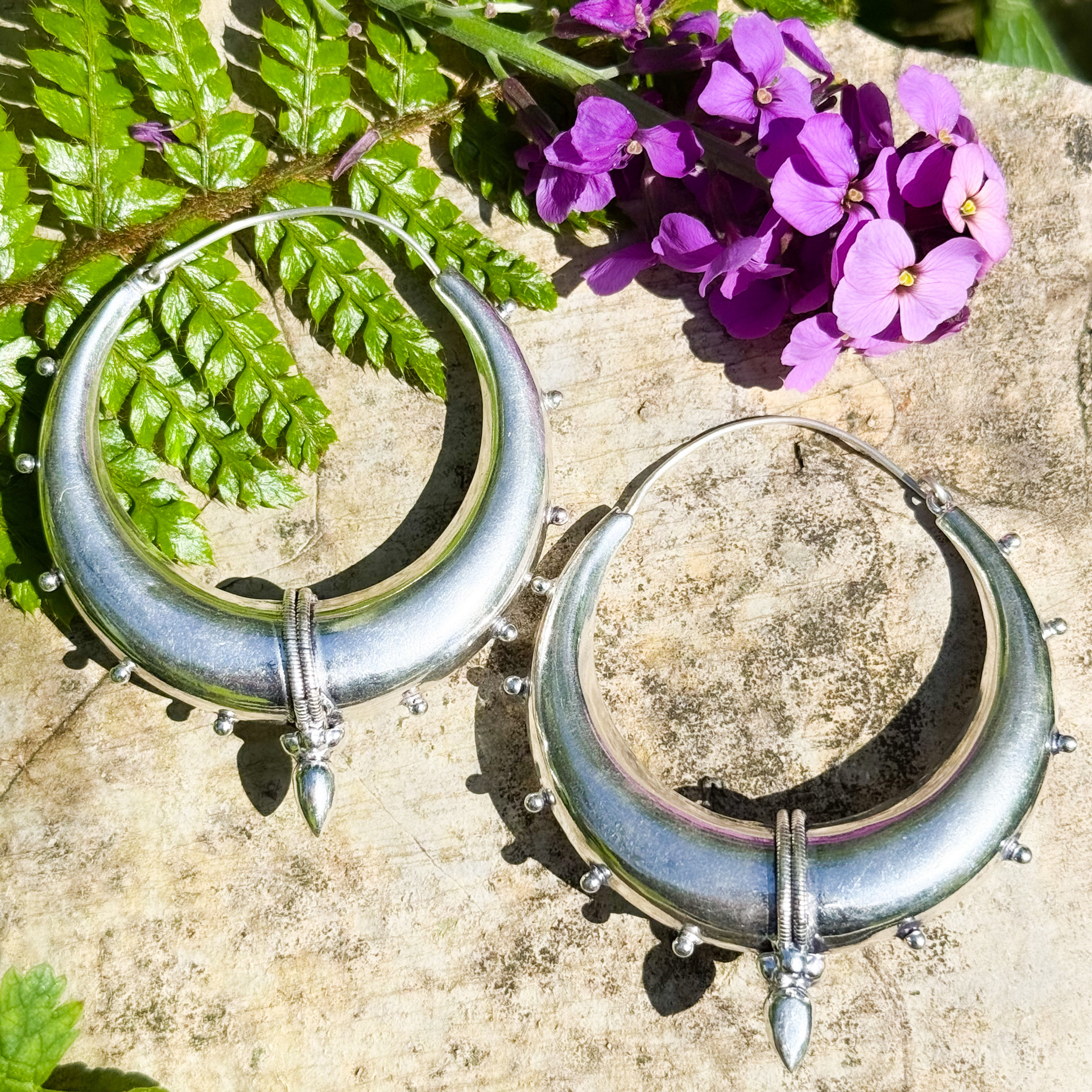Extra Large Silver Point Hoops