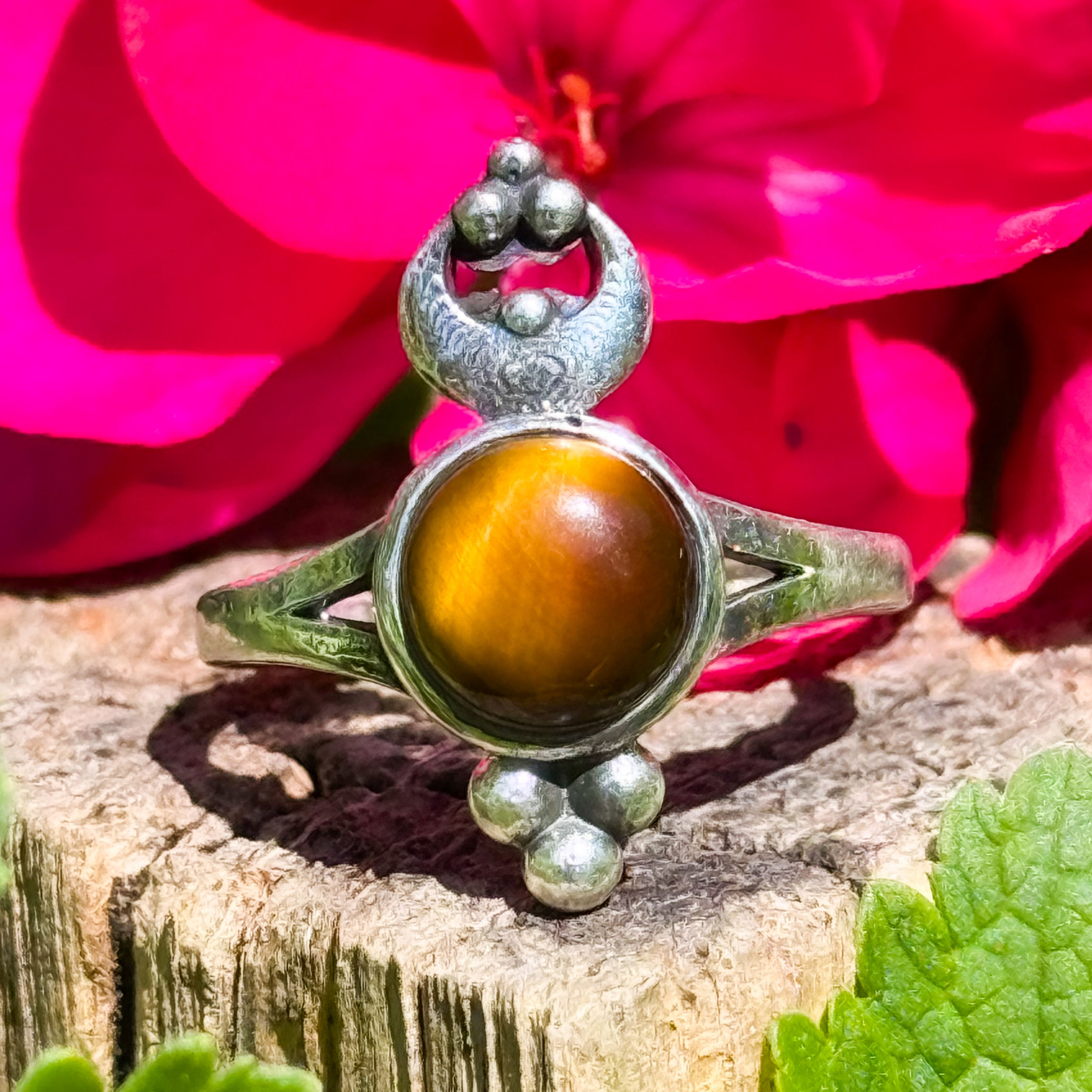 Tigers Eye Moon Ring
