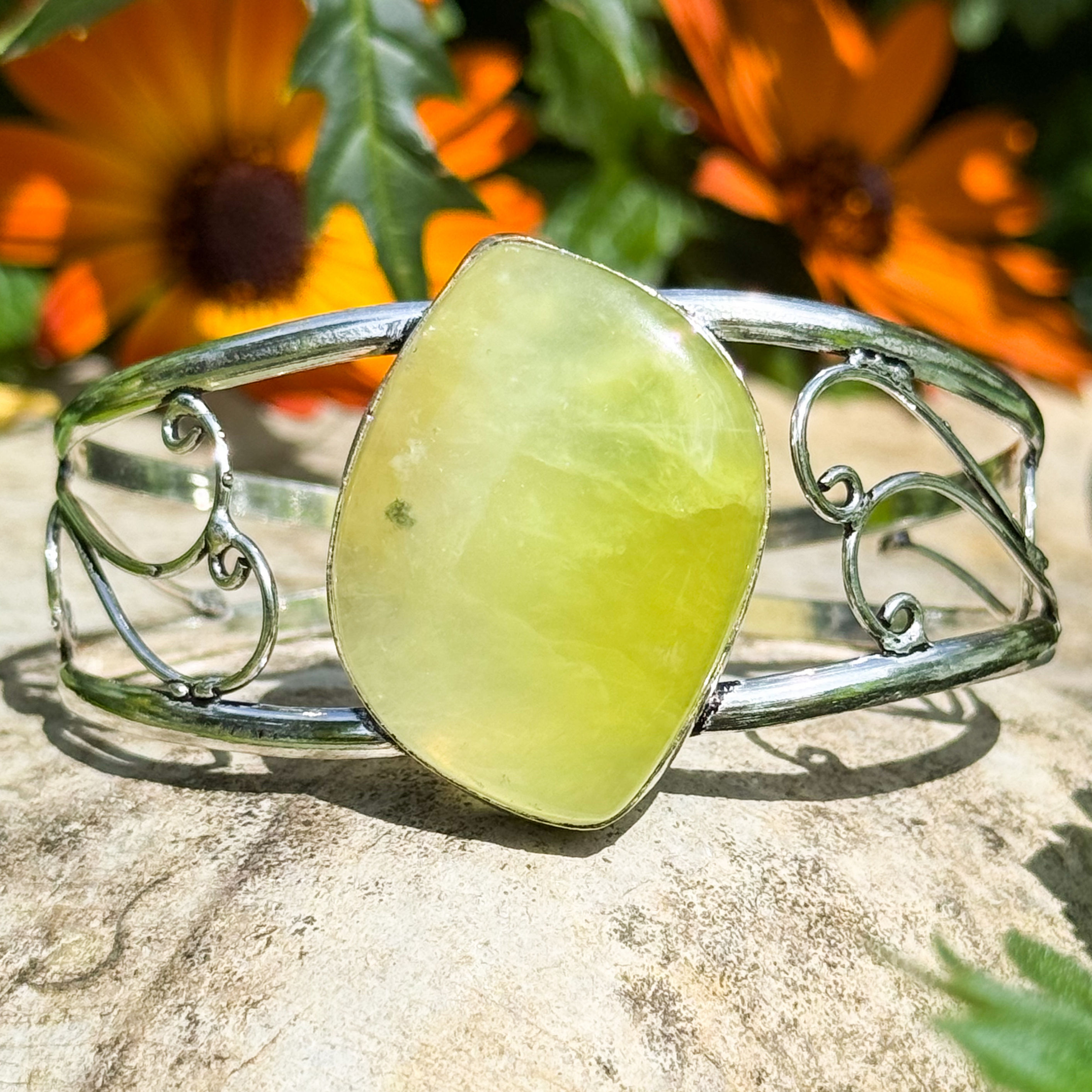 Large Prehnite Stone Cuff