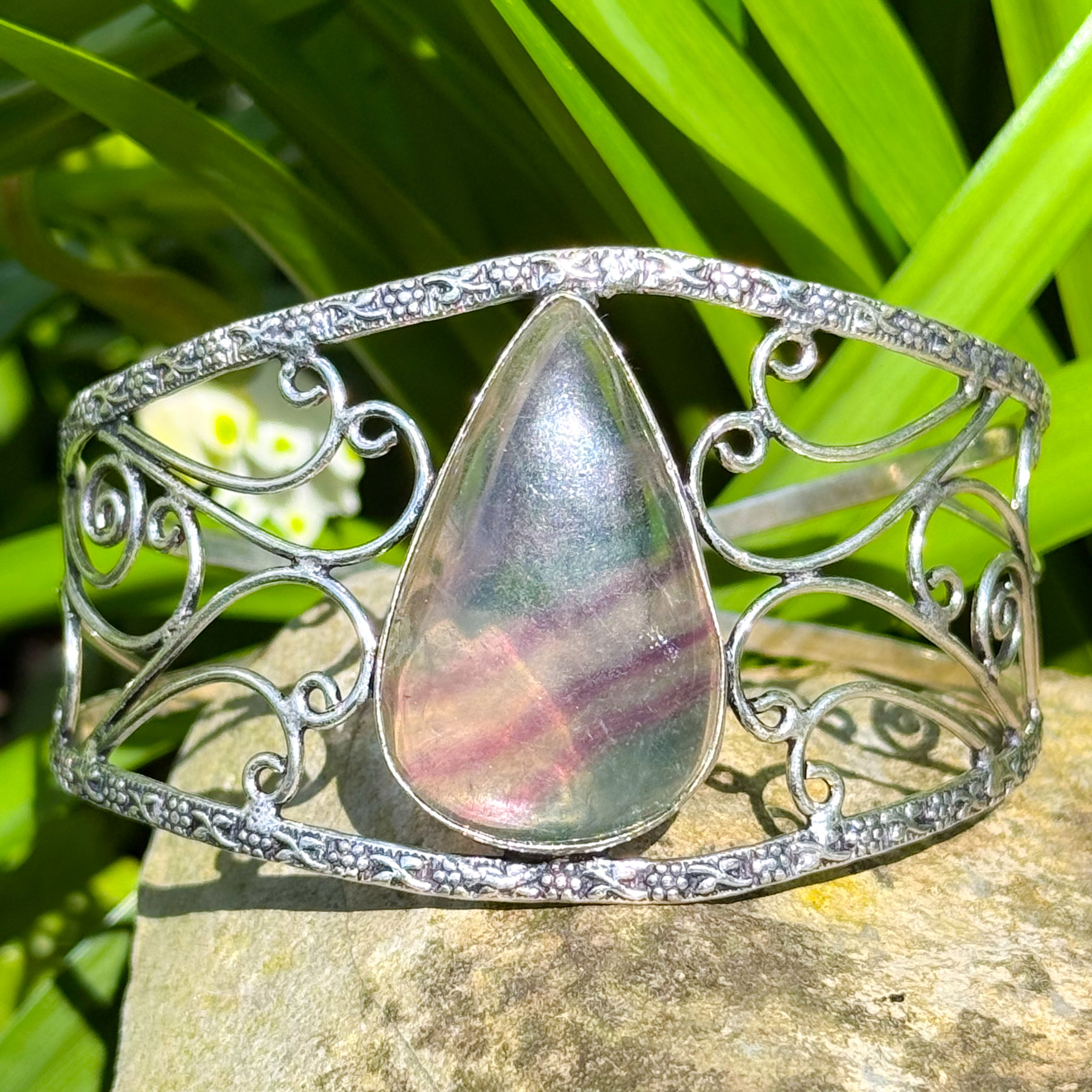 Teardrop Fluorite Large Stone Cuff
