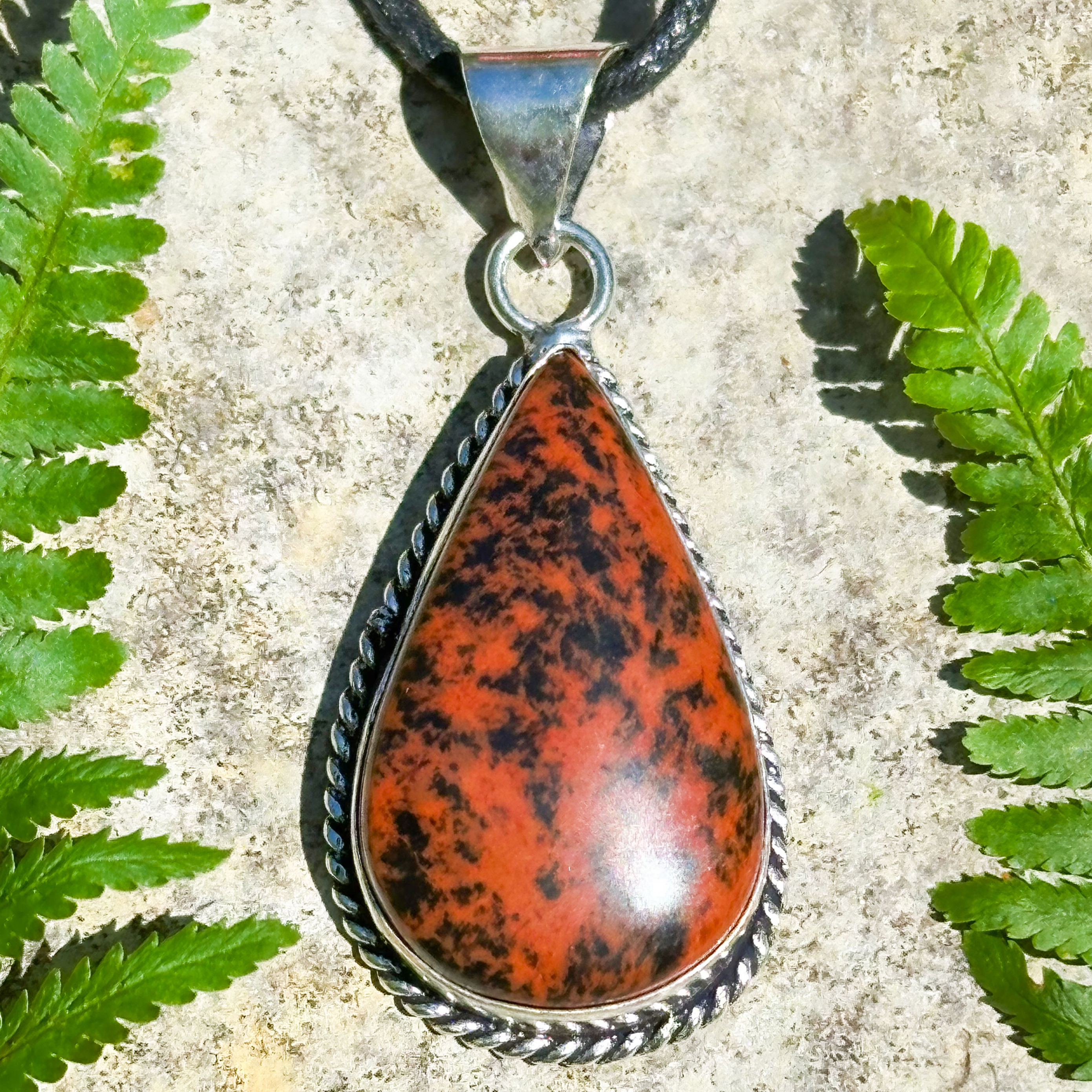 Teardrop Mahogany Obsidian Pendant Necklace