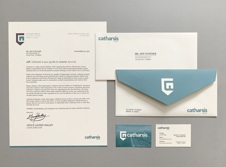 Stationery suite for the Catharsis brand