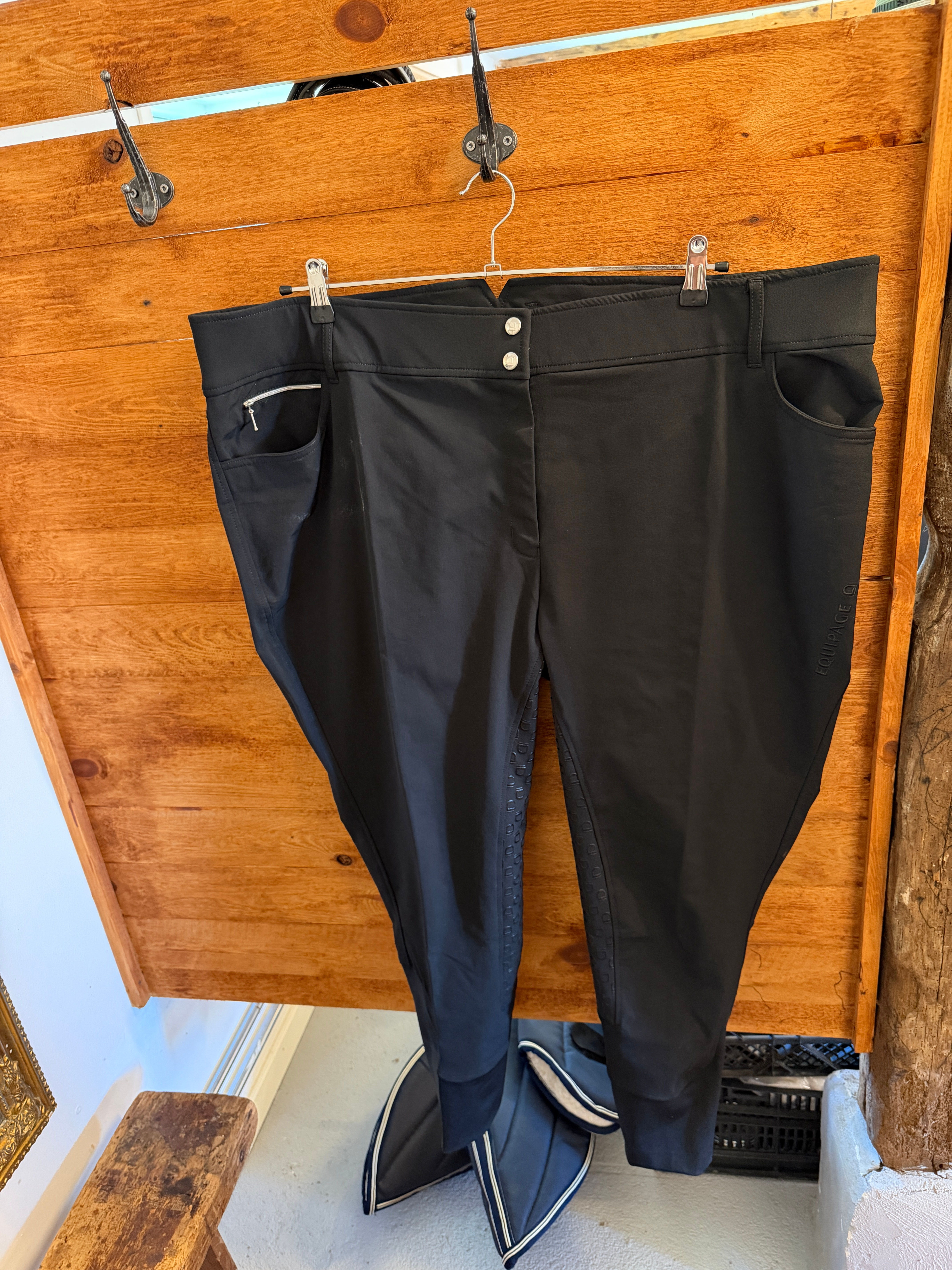 Equipage Ridebukser m/fuld grip i sort, str 54