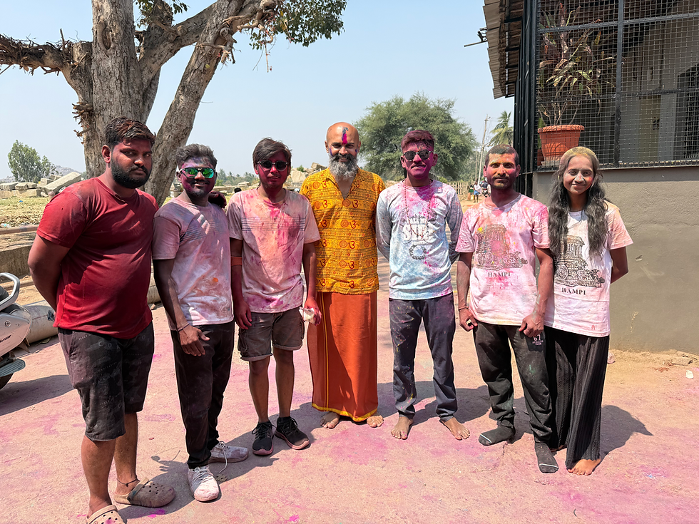 karthik k samprathi with localites at Hampi