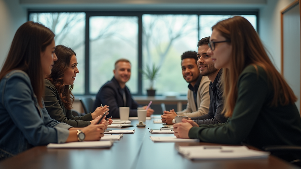 Eye-level view of students engaged in a group discussion