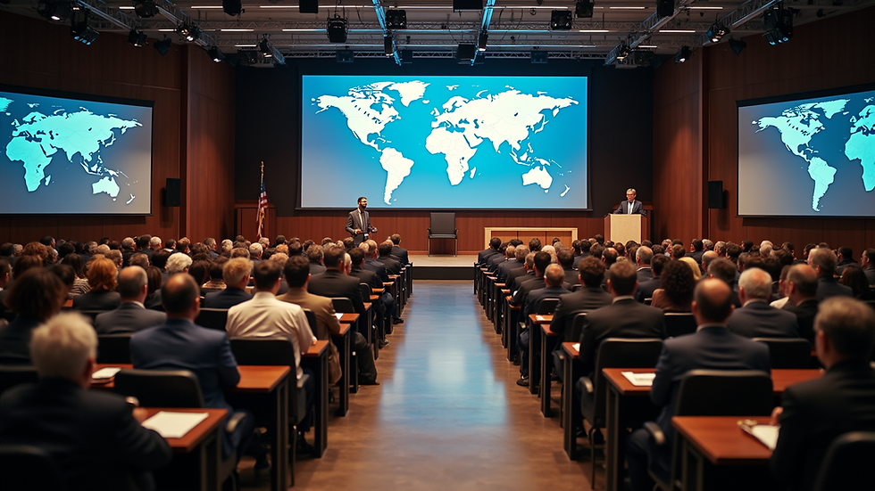 High angle view of an international conference showcasing diverse perspectives