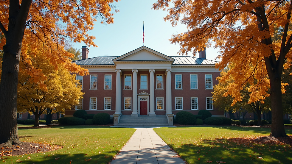 Eye-level view of a campus building from a partnered university