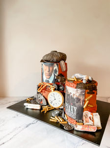 peaky blinders cake with a flat cap with edible pieces for a males 50th birthday Sydney cakes Sutherland shire cakes gluten free cake