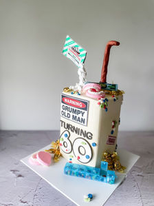 warning old man cake with old man edible medical pieces for a males 60th birthday Sydney cakes Sutherland shire cakes gluten free cake