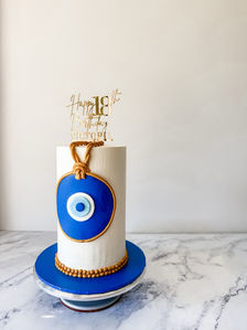 evil eye cake greek eye cake with gold beads for a womans 18th birthday Sydney cakes Sutherland shire cakes gluten free cake