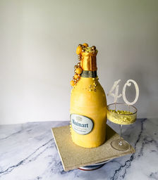 ruinart bottle of champagne designed into cake for a woman's 40th birthday Sydney cakes Sutherland shire cakes gluten free cake
