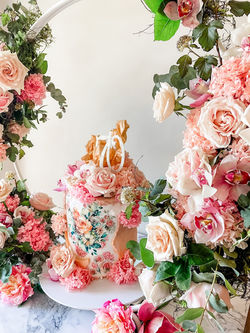 pastel pink flower cake