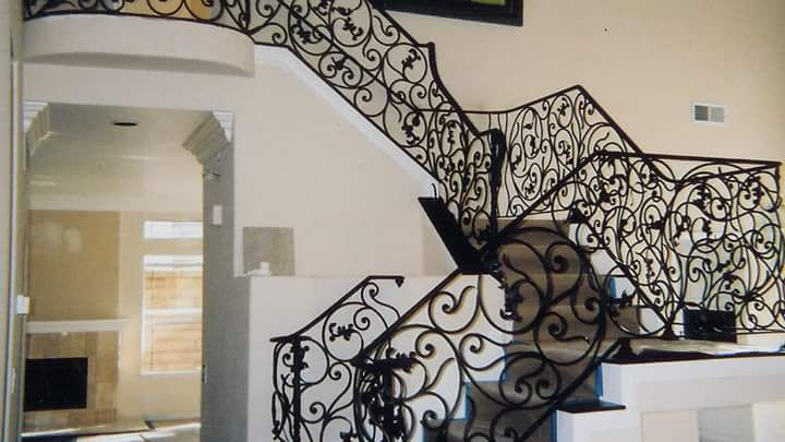 Interior iron stair railing