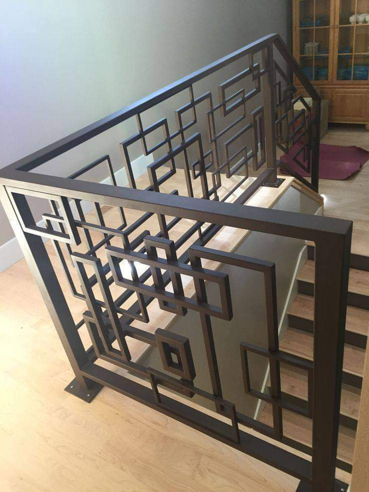 Square Iron railing simple design, Interior stairs handrail for metal ...