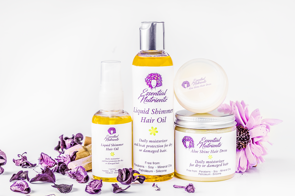 Essential Nutrientz Hair Care is the one stop shop moisture solution your hair has been thirsting for. Devoid of harsh petroleum, silicones, and mineral oils Essential Nutrientz hair products are light weight, and hand made with love.