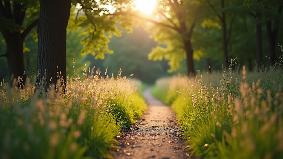 High angle view of a serene nature path