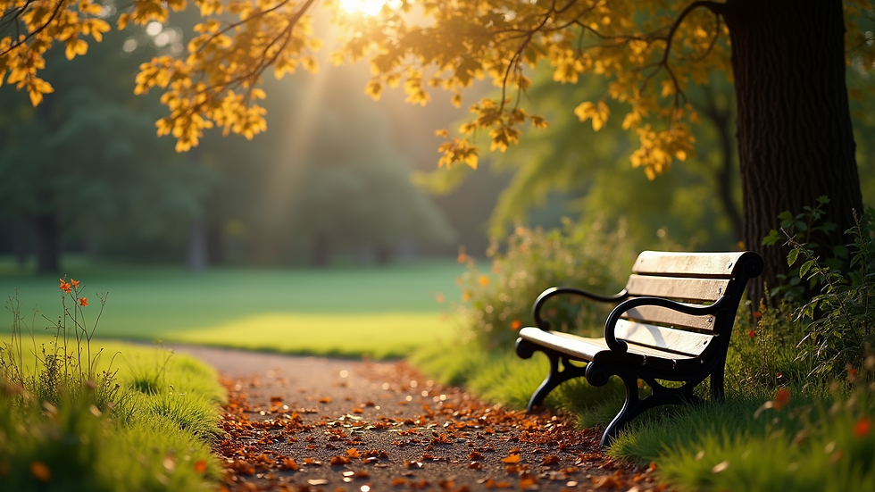 High angle view of a peaceful outdoor space with a bench