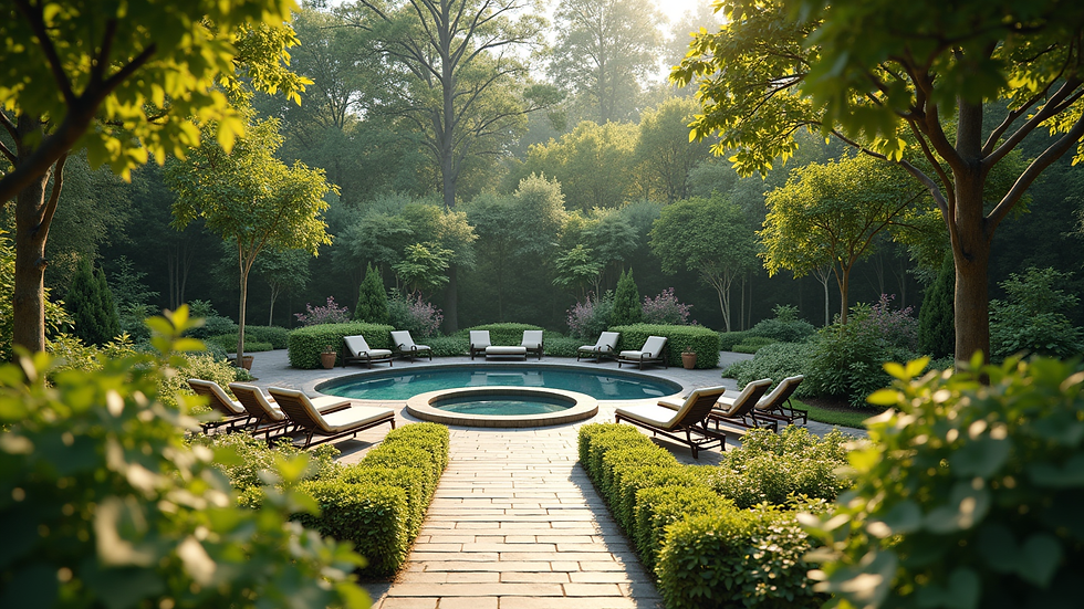 High angle view of a peaceful garden space ideal for relaxation and reflection