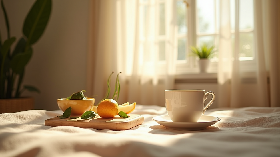 Close-up view of an inviting tranquil setting with gentle light and soft textures
