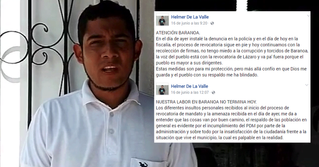 Líder de proceso de revocatoria a alcalde Lázaro denuncia amenazas en su contra