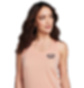 Woman wearing a peach Next Level Marine tank top