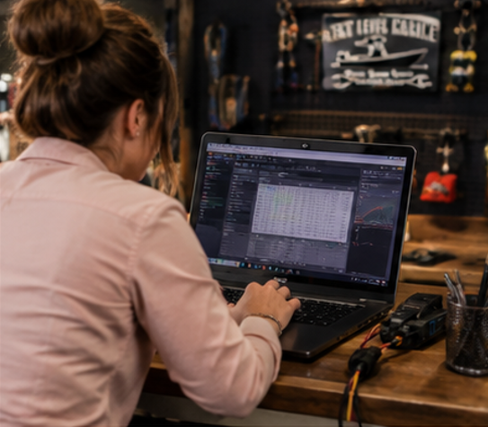 Next Level Marine Crew Tuning an outboard ECU