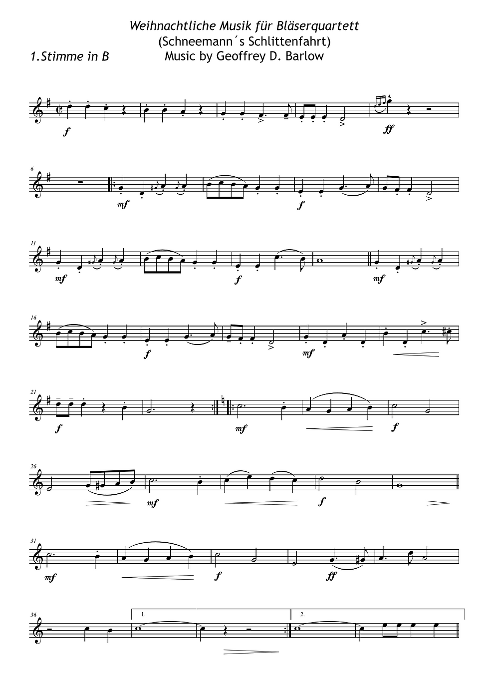 Miniaturbild: The Snowman's Sled Ride - Bläserquartett