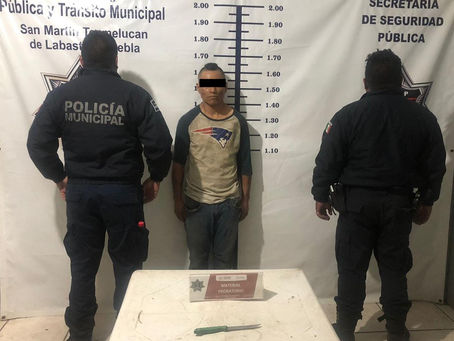 POLICÍA DE SAN MARTÍN TEXMELUCAN DETIENE A PRESUNTO ASALTANTE
