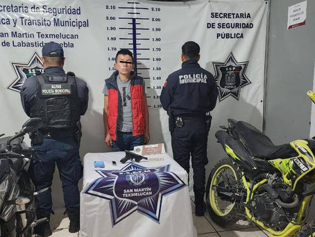 SEGURIDAD PÚBLICA Y TRÁNSITO MUNICIPAL DE SAN MARTÍN TEXMELUCAN CAPTURAN A PRESUNTO ASALTANTE