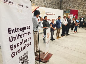 Entrega SEPE-USET uniformes gratuitos en Yauhquemehcan