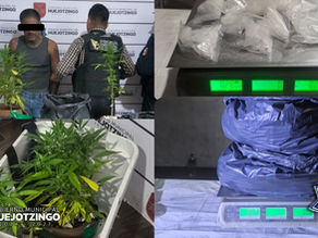 DECOMISAN CRISTAL Y MARIHUANA EN TRES OPERATIVOS DE LA POLICÍA MUNICIPAL EN HUEJOTZINGO